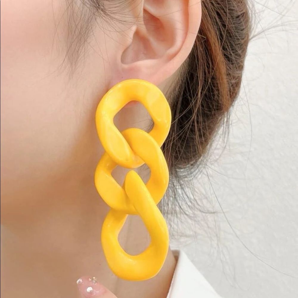Acrylic Yellow Chain Earrings